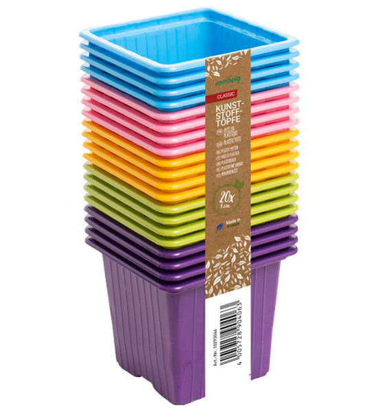 20 POTS EN PLASTIQUE COULEUR
